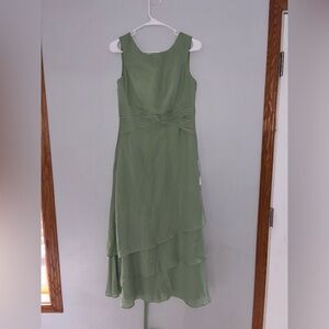 Sleeveless Sage Green Maxi Dress with Layered Skirt